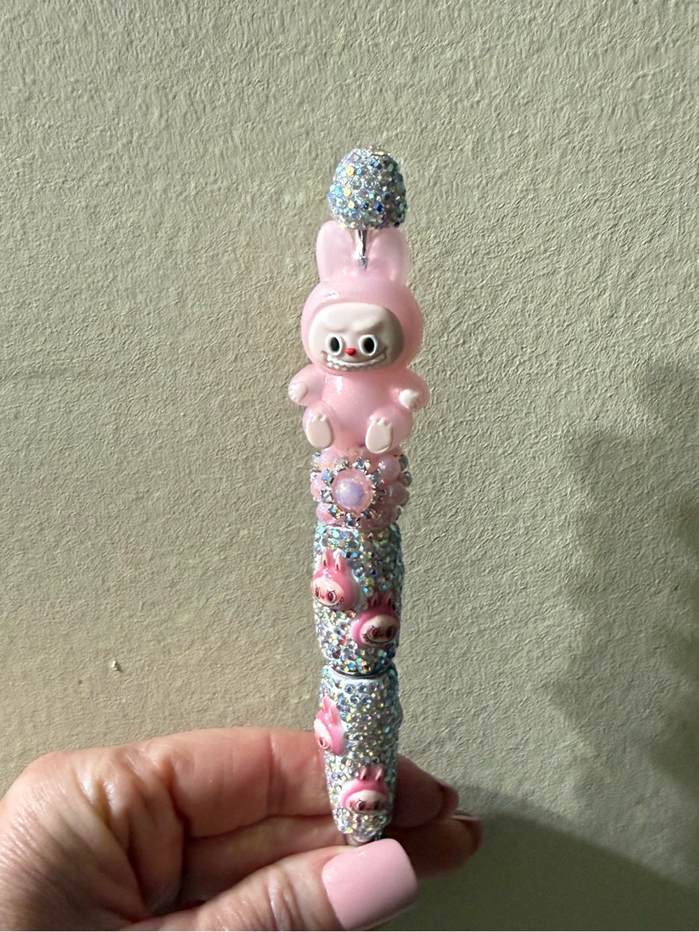 Pink Labubu Crystal Decorative Pen